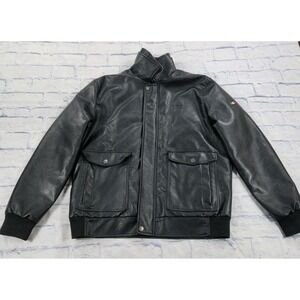 BV Clothing Aviator Bomber Jacket MENS XXL Vegan Leather Fur Collar Black